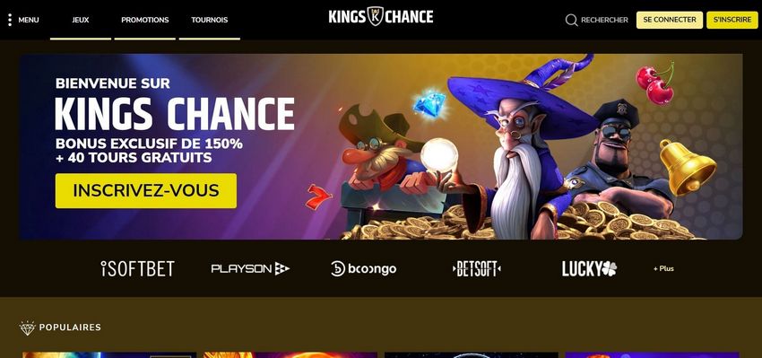 Avis sur le site Kings Chance Casino - Évaluations des experts et des joueurs